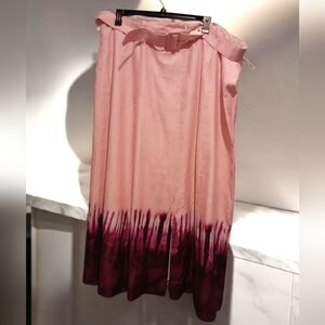 Wayward Fancies Plus Maxi Modest Aline Tie Die Skirt Pink Purple Belt Womans